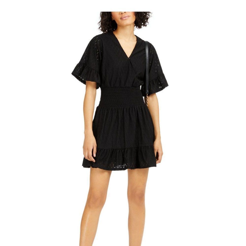 Michael Kors Ruched Bell Sleeve Fit & Flare Dress